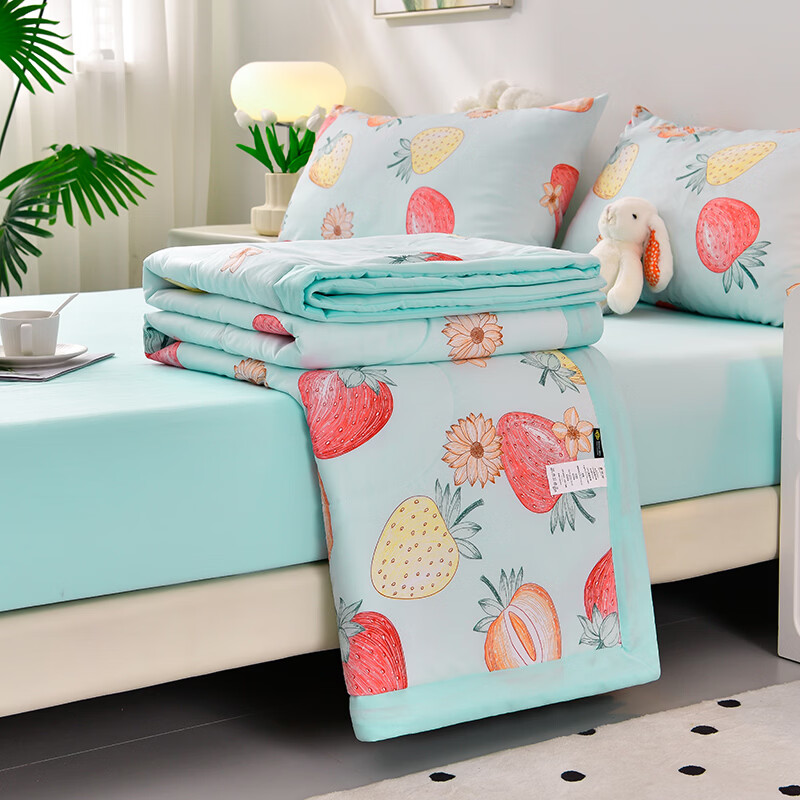 雅鹿软糯水洗棉夏被学生夏天凉被子 莓丽人生 150*200单夏被