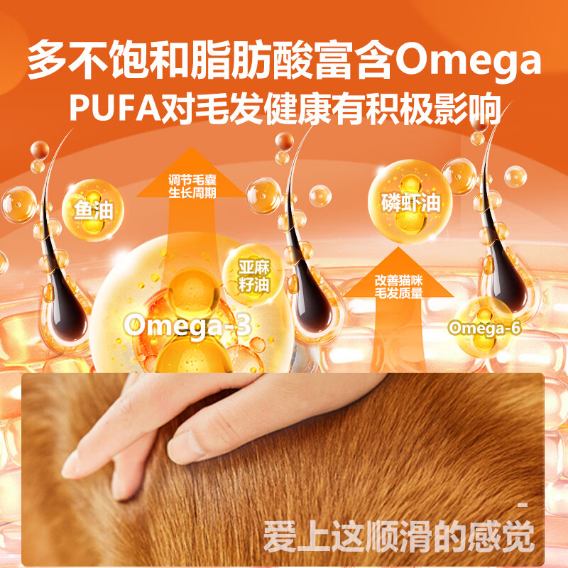 毛孩陪你鱼油猫咪卵磷脂美毛膏磷虾油全阶段猫咪美毛护肤宠物营养补充剂 美毛膏120g 120g*1支