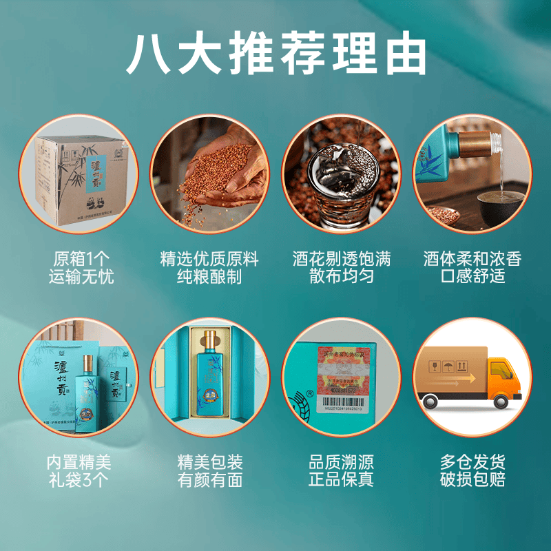 泸州老窖浓香型白酒熊猫酒 泸州贡翡绿 52度纯粮宴请礼品 52%vol 500mL 6瓶 翡绿