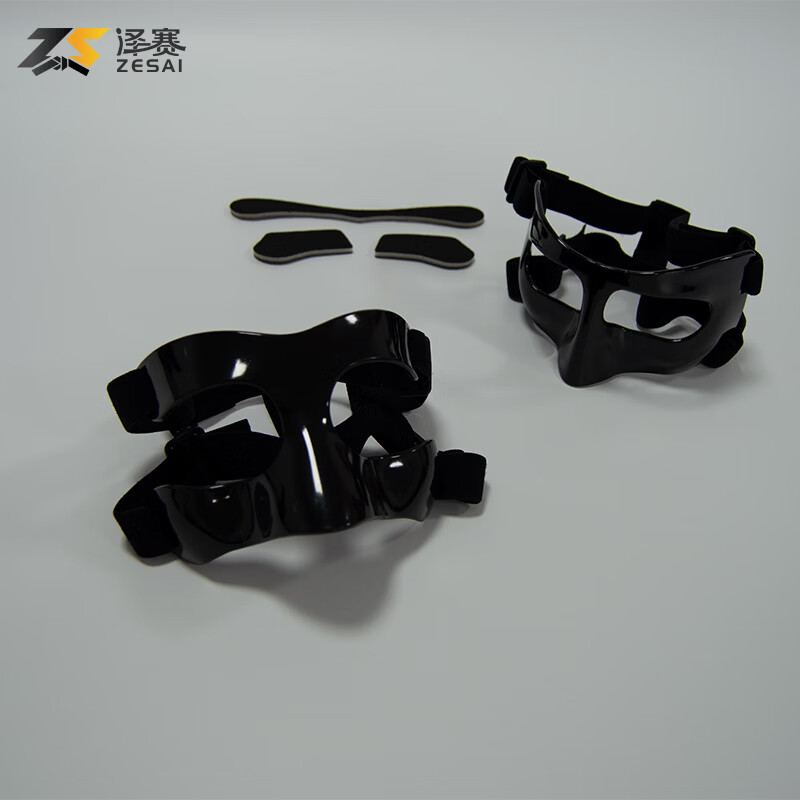 泽赛篮球面罩护鼻面部运动护具 吸汗贴 松紧带 适用对抗运动保护护具 通用款均码儿童成人款篮球护具头戴式装备保护鼻子面部 黑色儿童篮球面罩成人防护面具通用款头戴式篮球面罩