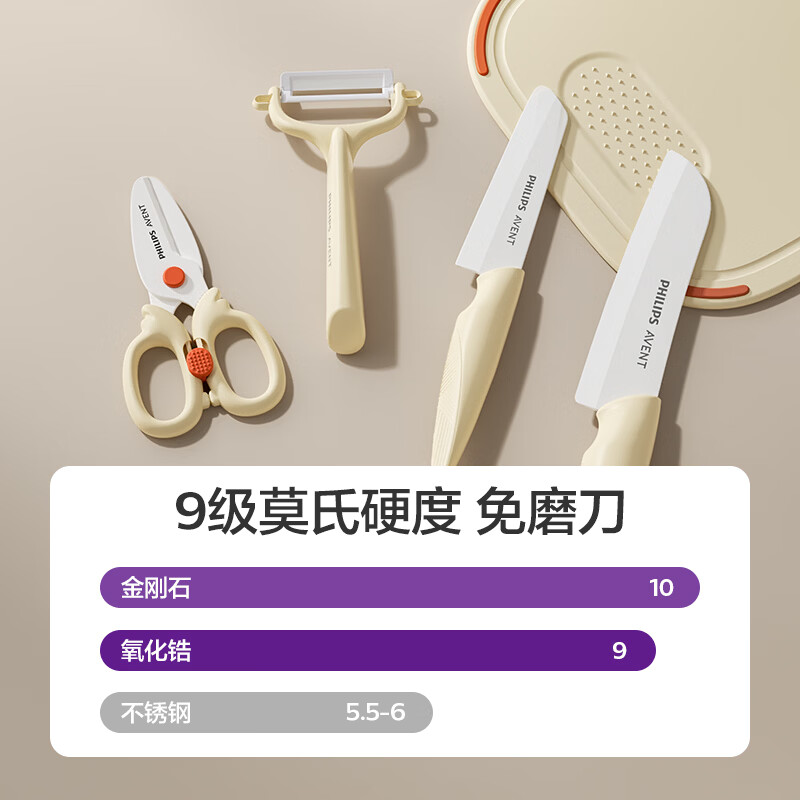 新安怡飞利浦辅食剪刀婴儿陶瓷宝宝专用食品级儿童辅食物刀具菜板套装 【抗菌】双面加厚切菜板