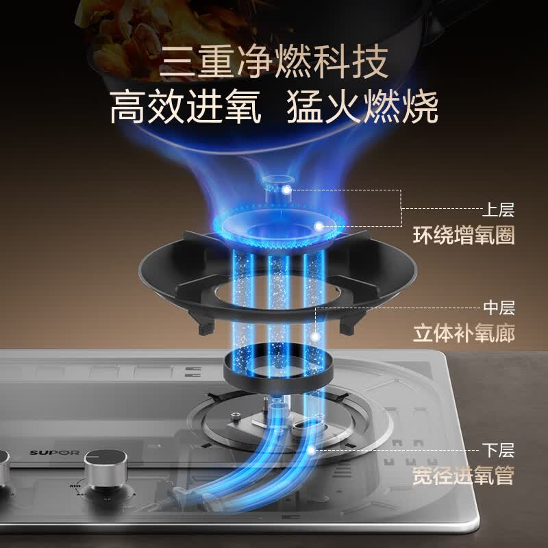 苏泊尔燃气灶家用灶具煤气双灶70热效率5.2KW不锈钢防爆面板猛火灶嵌入式两用天然气灶NS32S 液化气20Y