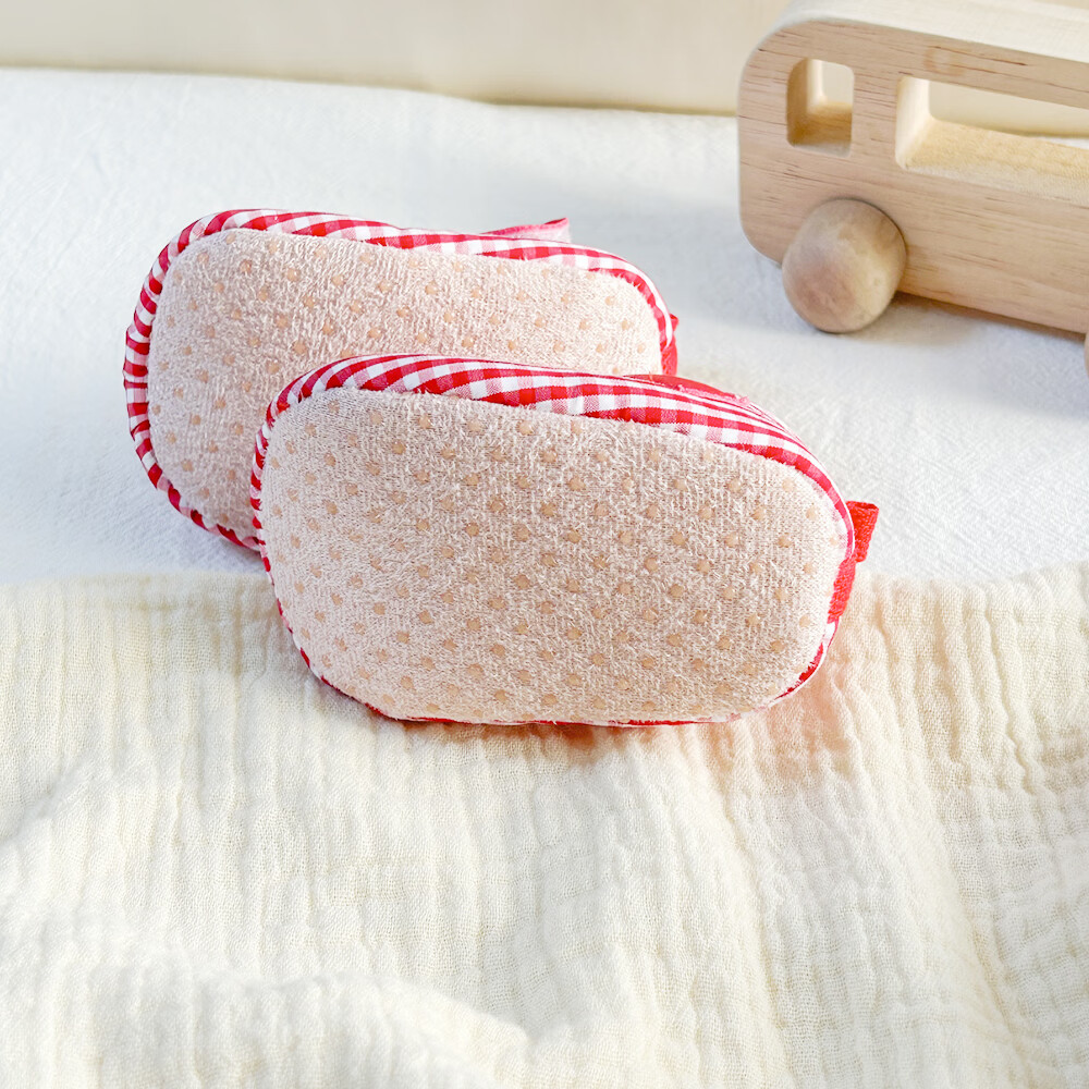 春秋款婴幼儿0-6-12月宝宝鞋女童公主鞋婴儿鞋单鞋软底不掉学步鞋 樱桃格子公主鞋 单层 15 内长12.5cm L码建议7-12个月