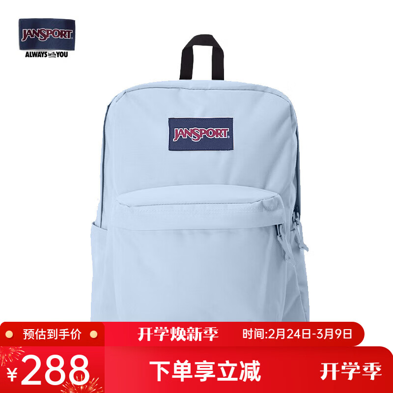 JANSPORT杰斯伯书包轻便双肩包男女旅行包简约背包电脑包学生校园 4QUE7G7雾霾蓝-隔层+侧袋