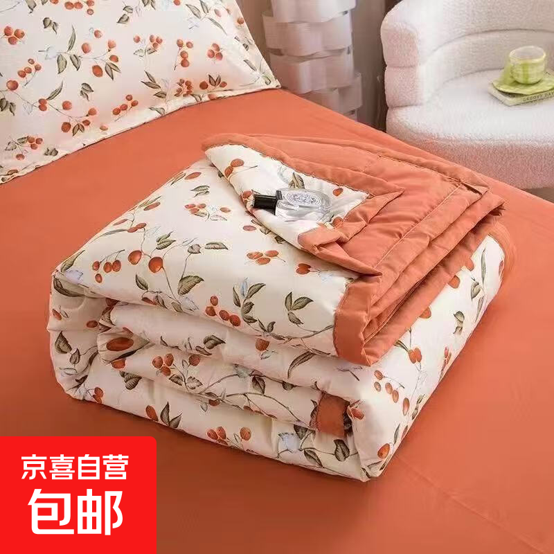 夏凉被空调被夏季薄被子婴儿被午休盖肚被夏凉被可机洗 红豆-小香丝夏凉被 50cm*70cm婴儿小被