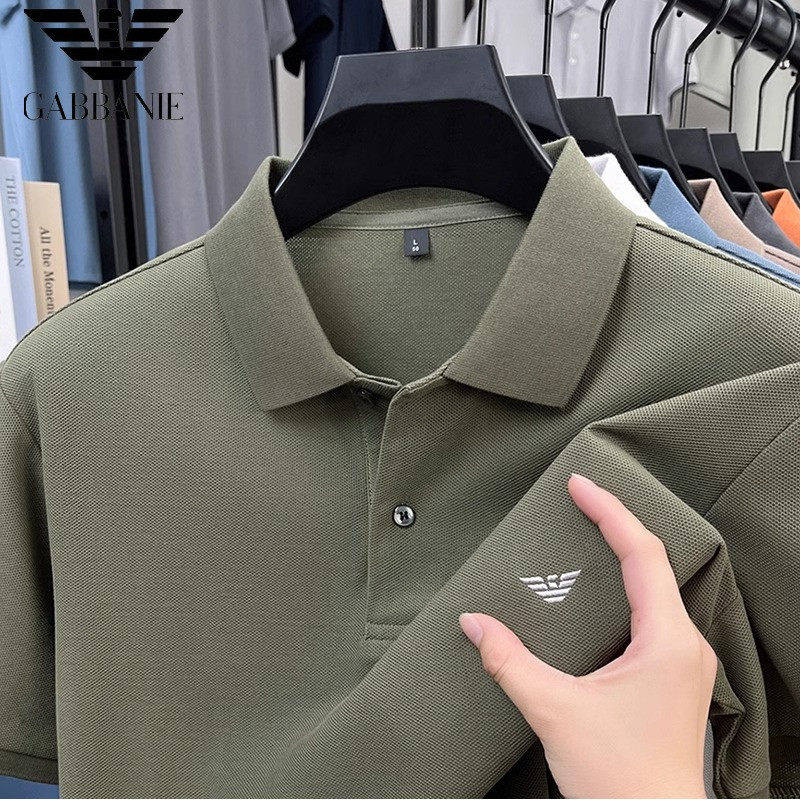 阿玛尼（ARMANI）意大利短袖t恤中年男士重磅纯棉T恤衫夏季新款休闲polo衫 橄榄绿 L 175/88A