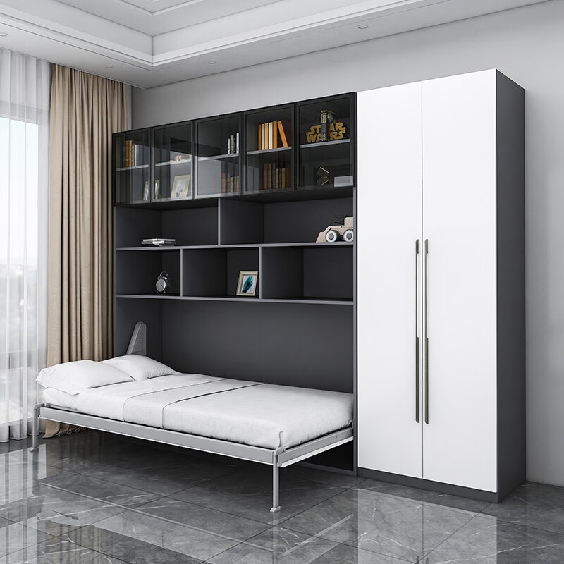 菲迪拉小户型衣柜折叠床隐藏式单人床侧翻隐形床衣柜储物柜一体折叠床