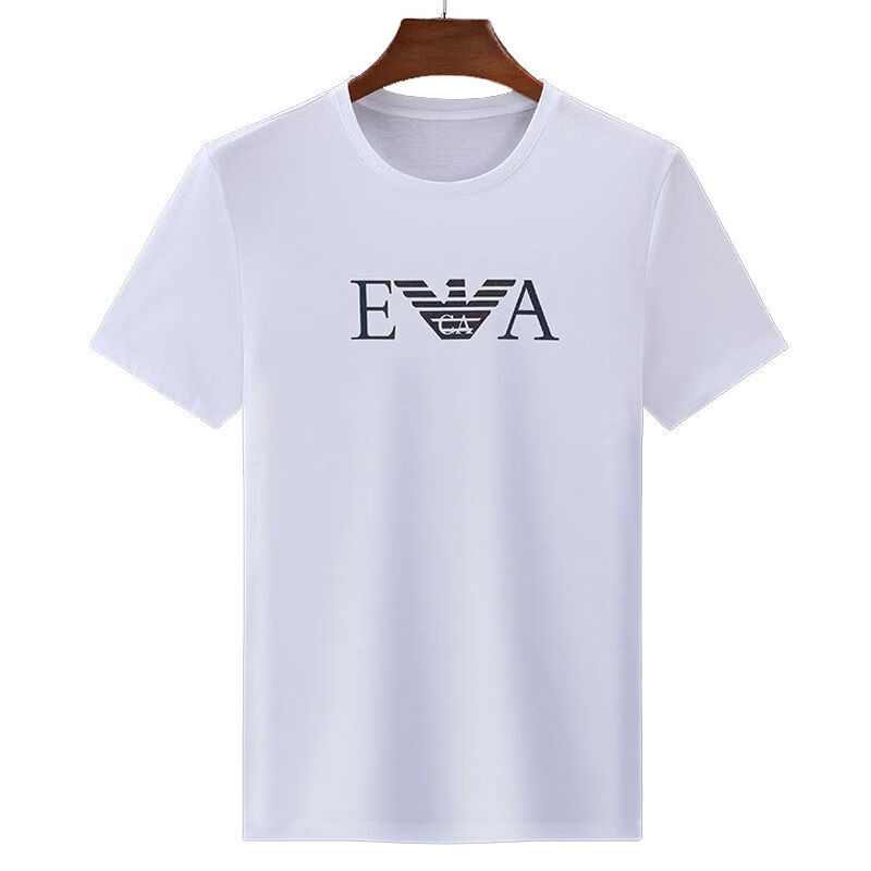 阿玛尼(ARMANI)正品2026新款男士夏季薄款桑蚕丝短袖t恤男高端名牌冰 丝光棉上衣 国际一线品牌20002白色 M _(建议90-120斤)