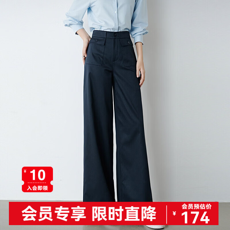 晚白【新品】2026春款经典遮胯显瘦垂顺利落气质通勤直筒裤女 深蓝色 29