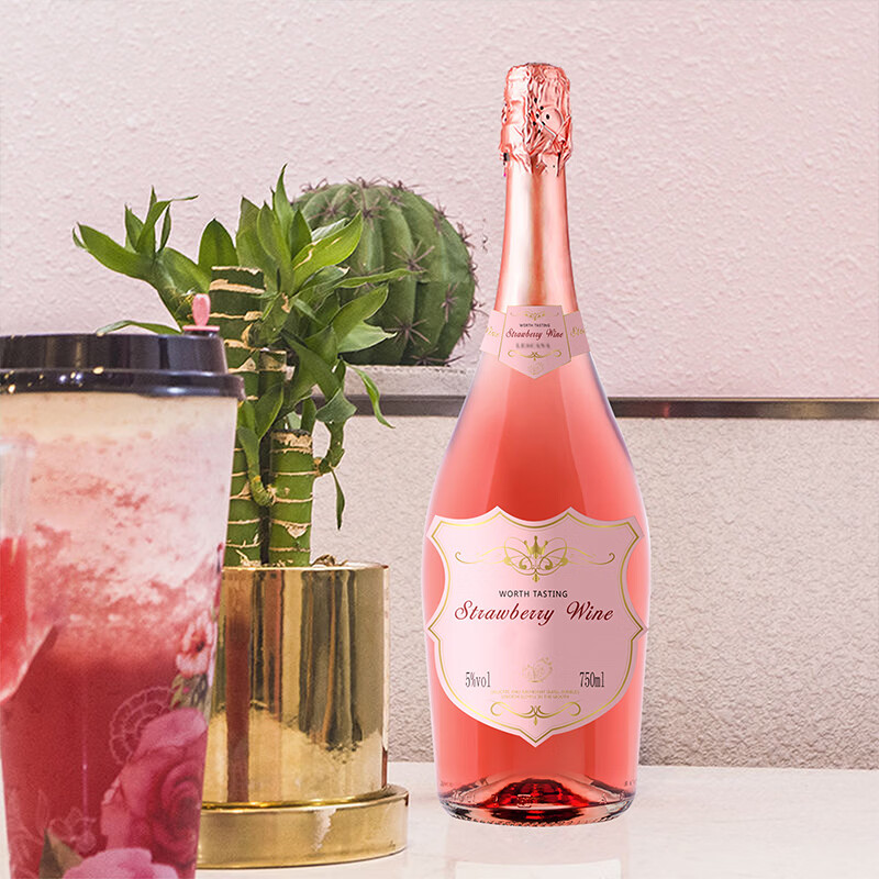 瓦尔加尔草莓味起泡酒高颜值汽酒莱斯卡娜起泡酒果酒甜酒750ml/瓶 1瓶装