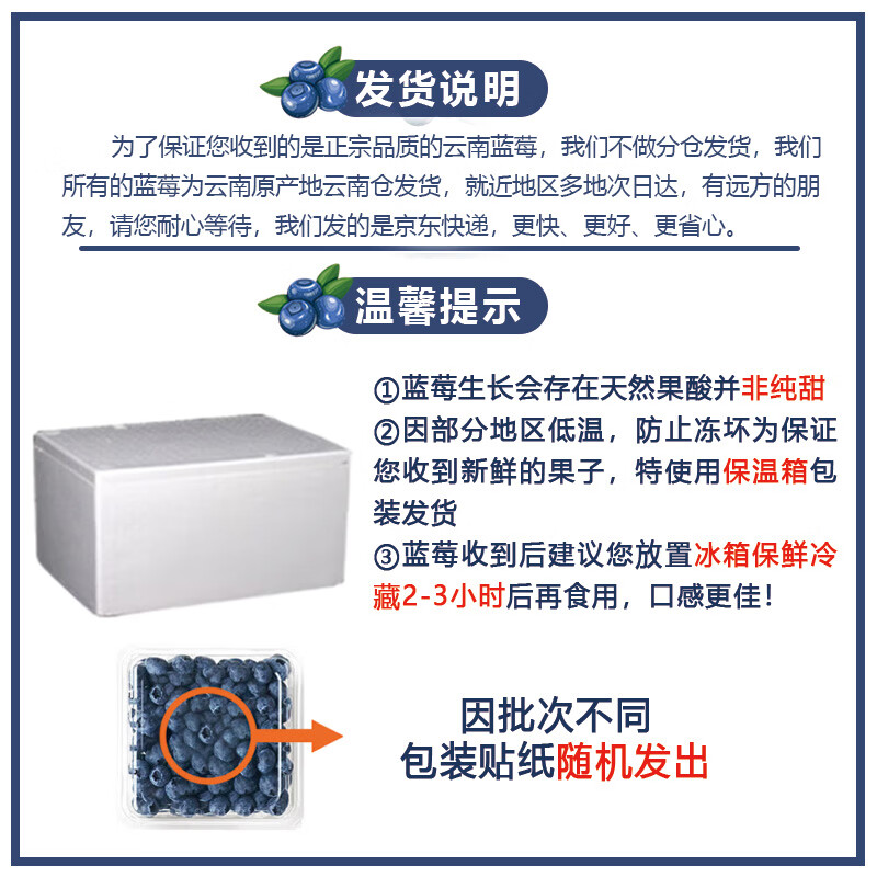 闽农语果云南高山蓝莓【京东-邮政空运多地隔日达】水果现摘送礼孕妇水果 6盒【单果20mm+】125g/盒(净100g)