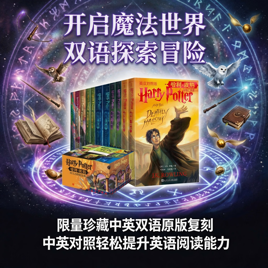 哈利波特1-7部中英双语汉英双语对照套装全套无删减共11册 魔法石 密室 囚徒 火焰杯 凤凰社 混血王子 死亡圣器 课外 阅读 童书 哈利波特全套正版 京东自营
