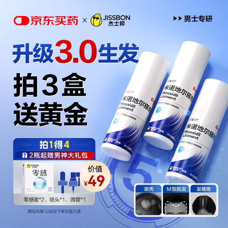 【杰士邦首款】米诺地尔搽剂 60ml*1瓶 5%男士专用治脱发斑秃京东自营白发生发药