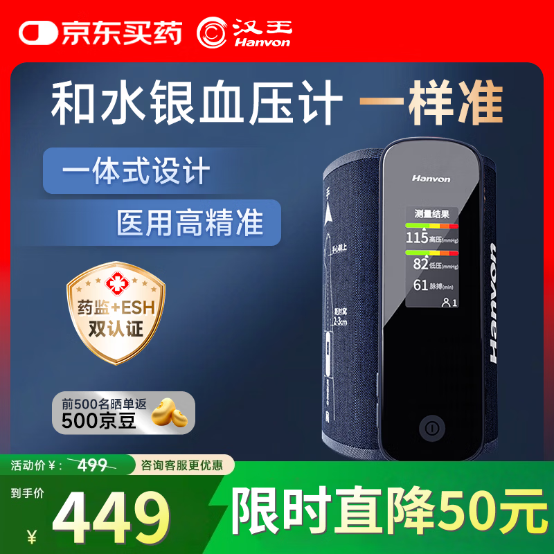 汉王（Hanvon）柯氏音法电子血压计医用房颤高精准测量仪血压仪家用老人 【差旅便携】上臂一体式FY730
