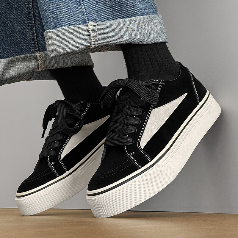 战澈经典黑色软底低帮帆布鞋 男款夏季透气板鞋 韩版百搭休闲鞋 黑色 44