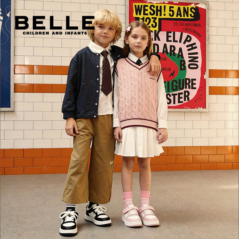 百丽童鞋儿童板鞋女童鞋子运动鞋26年春秋新款小白鞋女孩男大童休闲鞋 粉色【女款】 28 （建议脚长170-175mm）