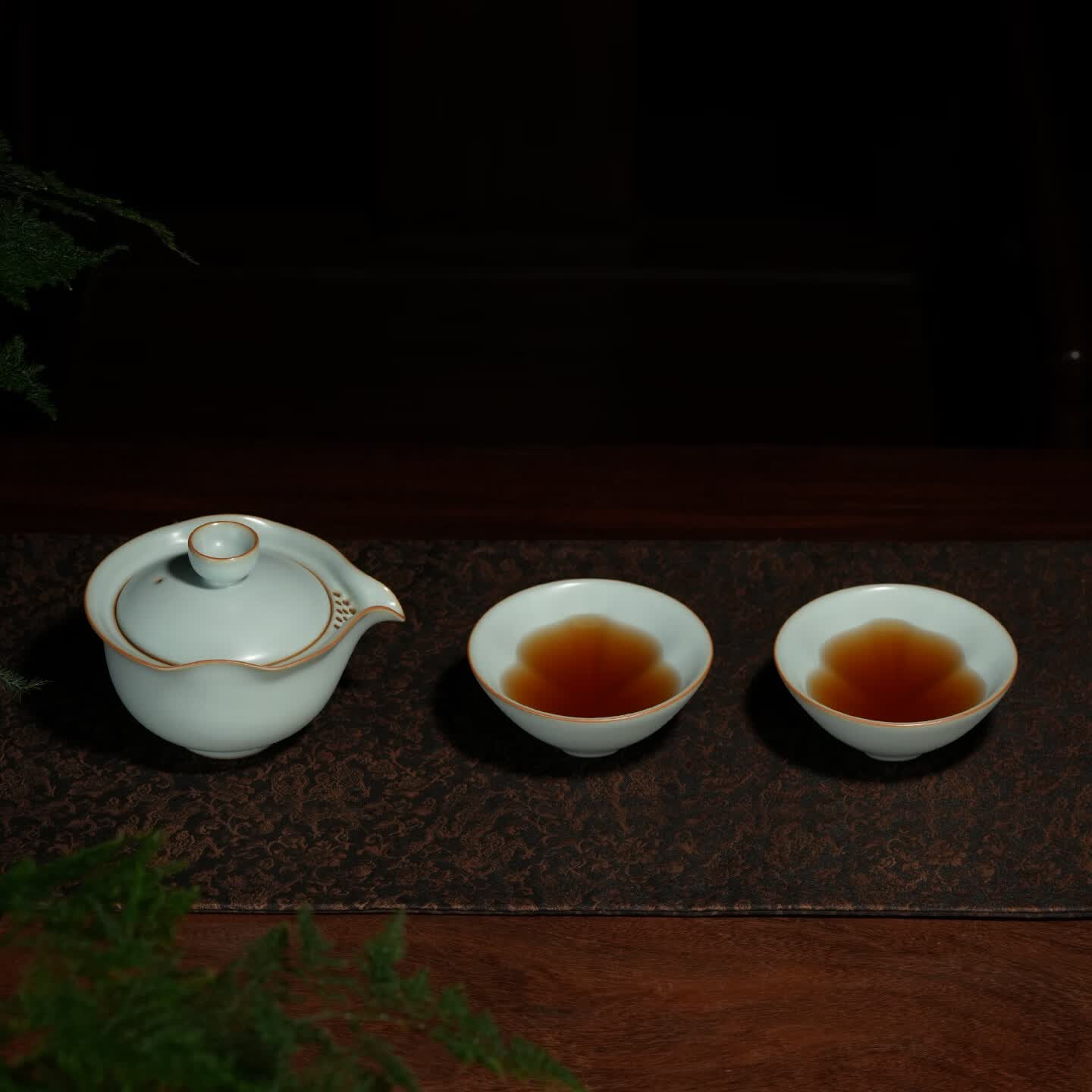 仁慈佑物整套茶具套装 天青色手工汝窑 景德镇产 礼盒装乾坤茶组 乾坤茶组 不开片汝窑