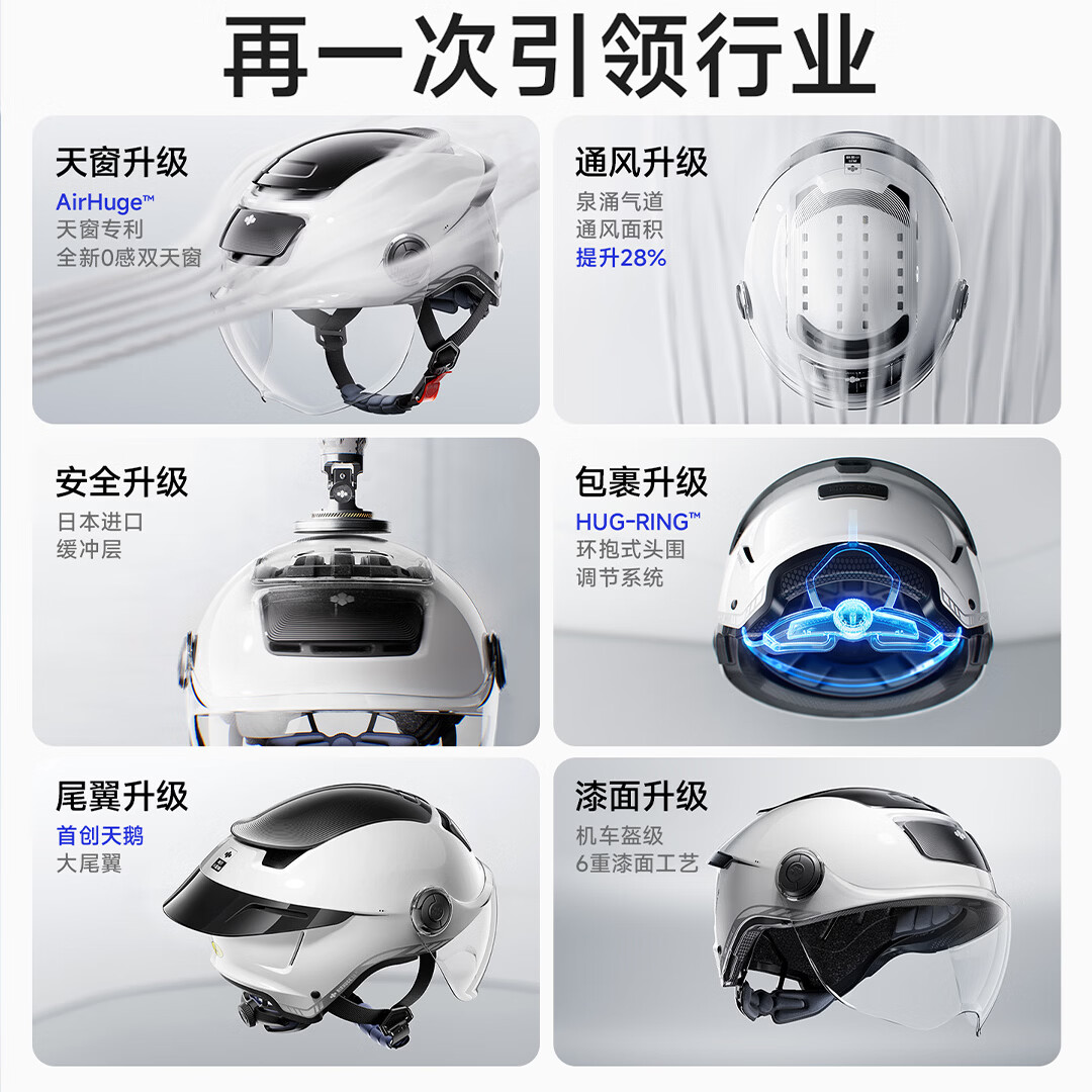 两只小蜜蜂电动车头盔3C男女士夏季防晒透气四季通用半盔摩托车电瓶车安全帽 3.0熊猫白【变色长镜】赠头盔锁+内衬 男女通用【头围58-62cm】