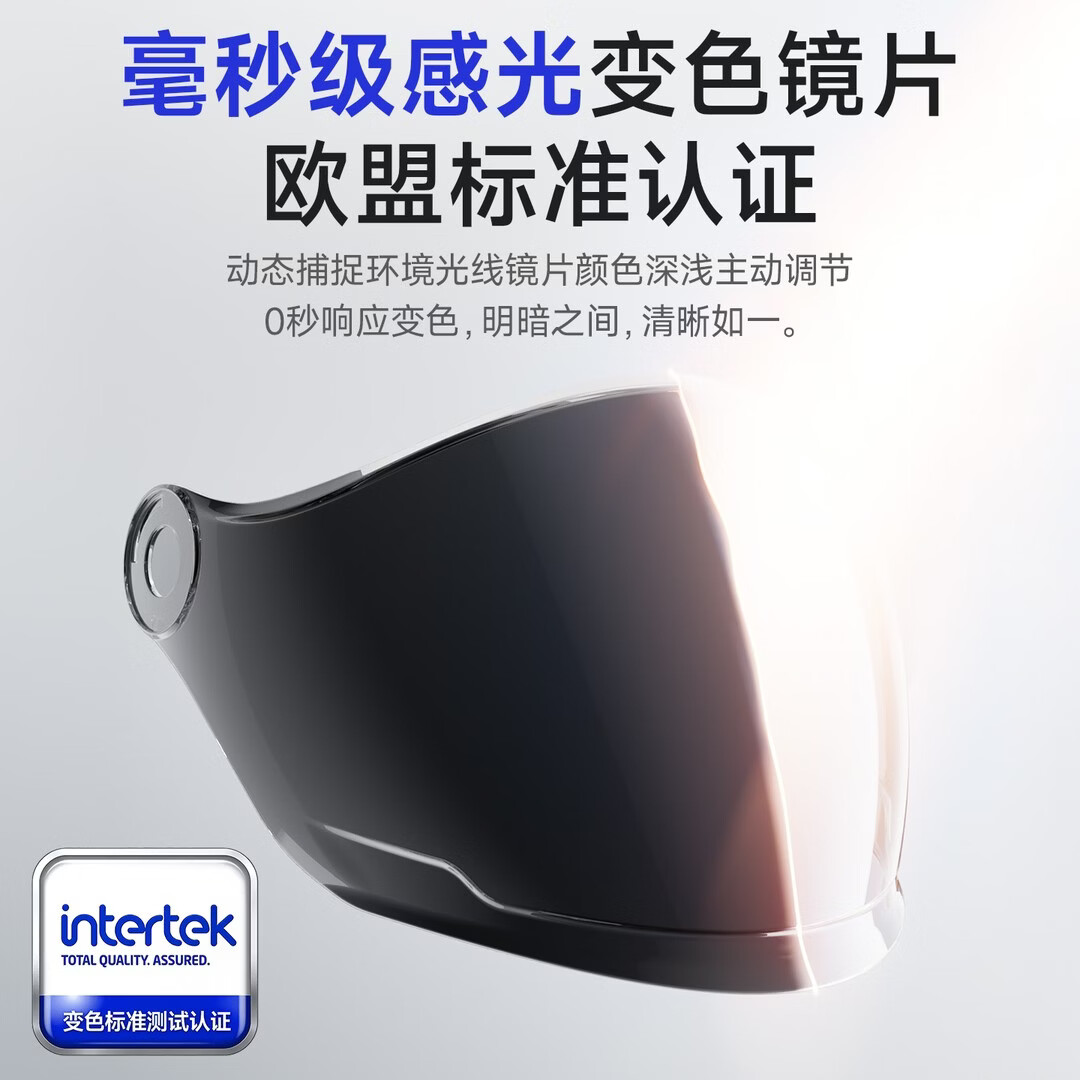 两只小蜜蜂电动车头盔3C男女士夏季防晒透气四季通用半盔摩托车电瓶车安全帽 3.0熊猫白【变色长镜】赠头盔锁+内衬 男女通用【头围58-62cm】