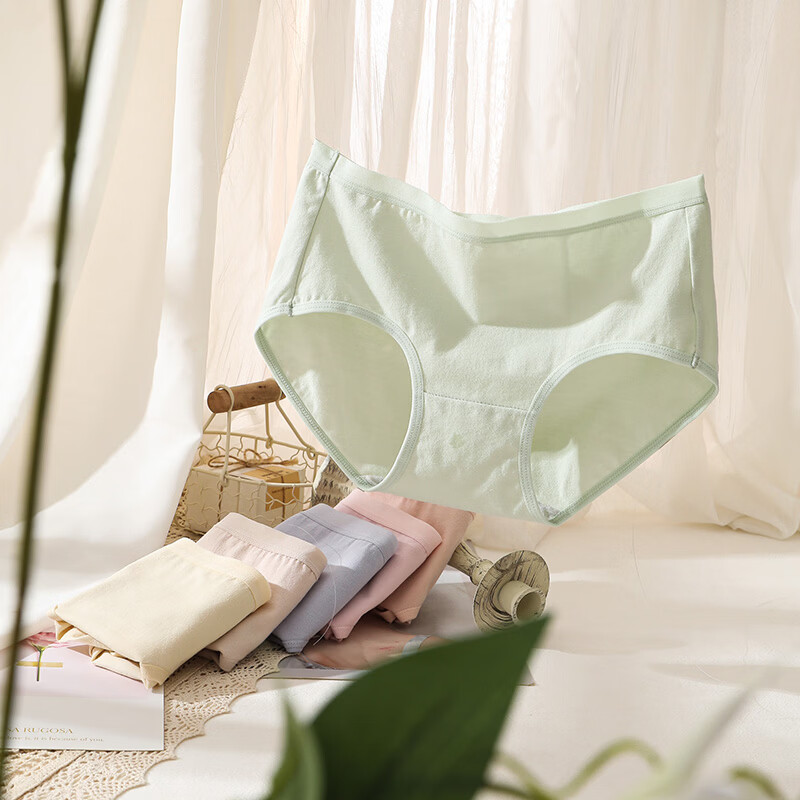 都市丽人内裤女士纯棉抗菌裆中腰少女生大码透气2026新款三角短裤头 浅绿 浅蓝 浅灰 浅肤 虾红 浅粉 浅黄 L (165)