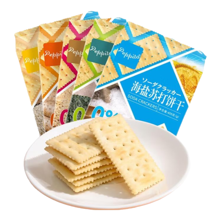 peppito蘇打餅干405g海鹽蘇打餅干無(wú)蔗糖蘇打餅干孕婦 混合口味 3包
