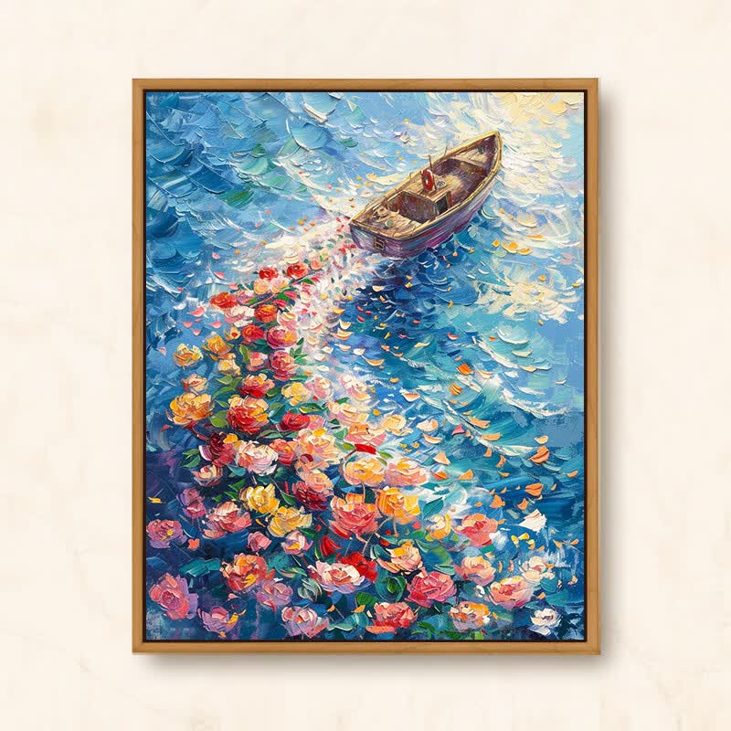 2026数字油画diy新中式花卉油彩画手工涂色解压丙烯装饰画 帆船花开（全套绘画工具+挂墙配件 75cm60* 京东折扣/优惠券