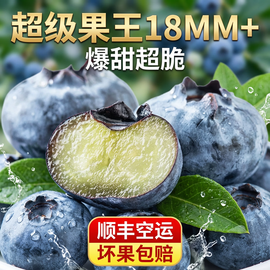 鲁韵忆乡【SF空运】爆款云南L25花香蓝莓10盒 新鲜摘当季水果玉溪露天 新鲜蓝莓100g*10盒（果经18mm+）