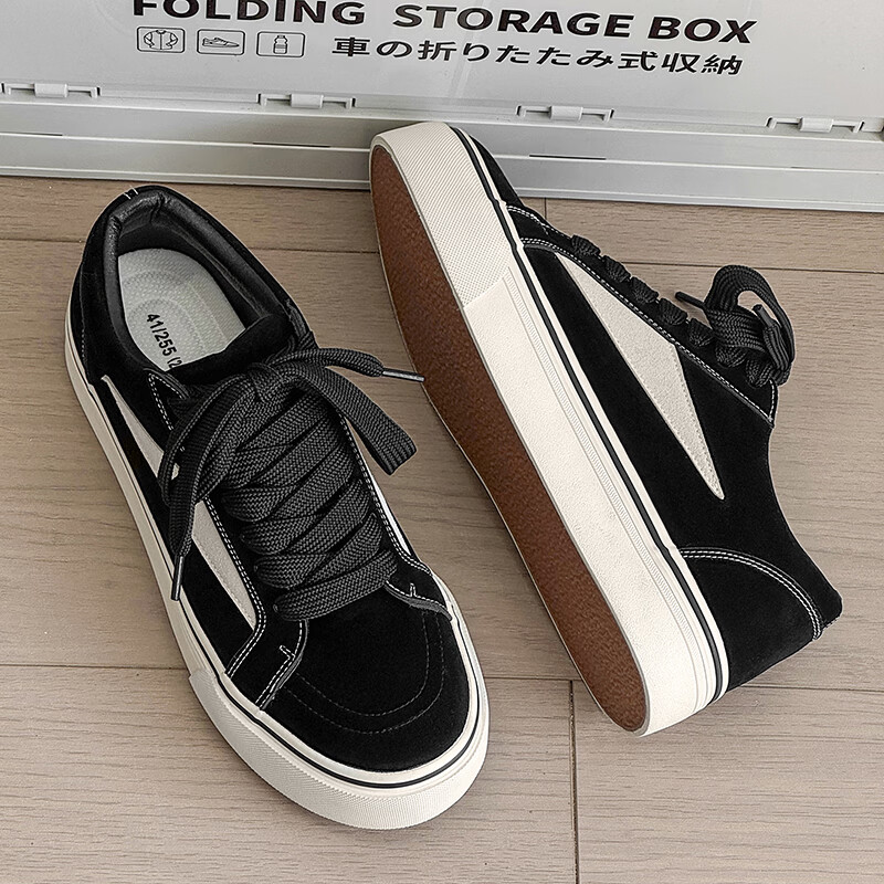 战澈经典黑色软底低帮帆布鞋 男款夏季透气板鞋 韩版百搭休闲鞋 黑色 44