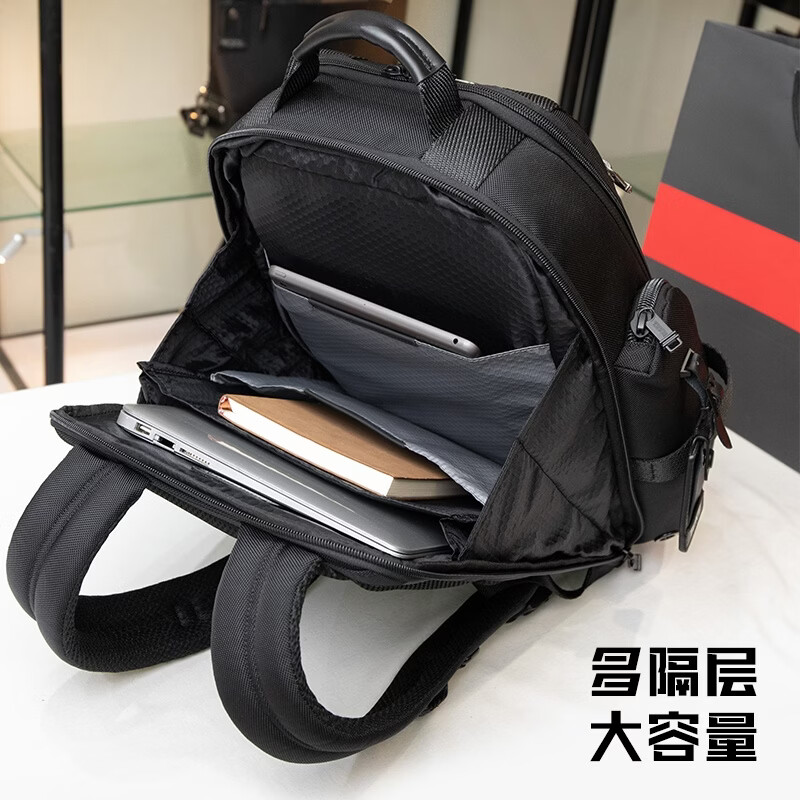 弹道尼龙双肩包男士商务通勤出差旅行大容量16寸防水电脑背包 黑色 232389黑色