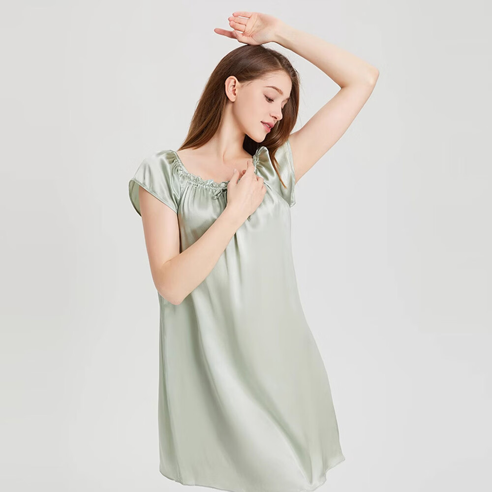西子湖丝韵【经典娃娃裙】100%桑蚕丝公主裙睡裙真丝睡衣女居家服母亲节礼物 粉色 L （80-125斤）