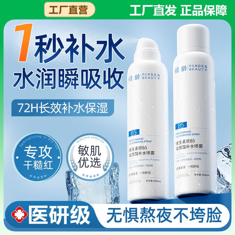倾龄维生素原B5玻尿酸补水喷雾小分子爽肤水控油妆前男女深层保湿敷水 5支 共1500ml 【超值囤货装】B5补水喷雾