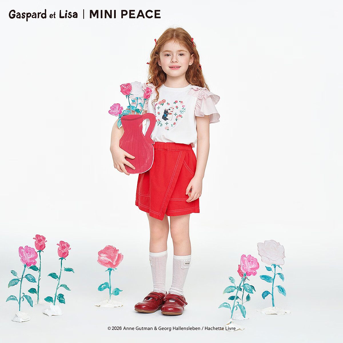 MiniPeace×卡斯波和丽莎联名太平鸟童装女童花苞短袖T恤凉感夏装 盈粉色 140