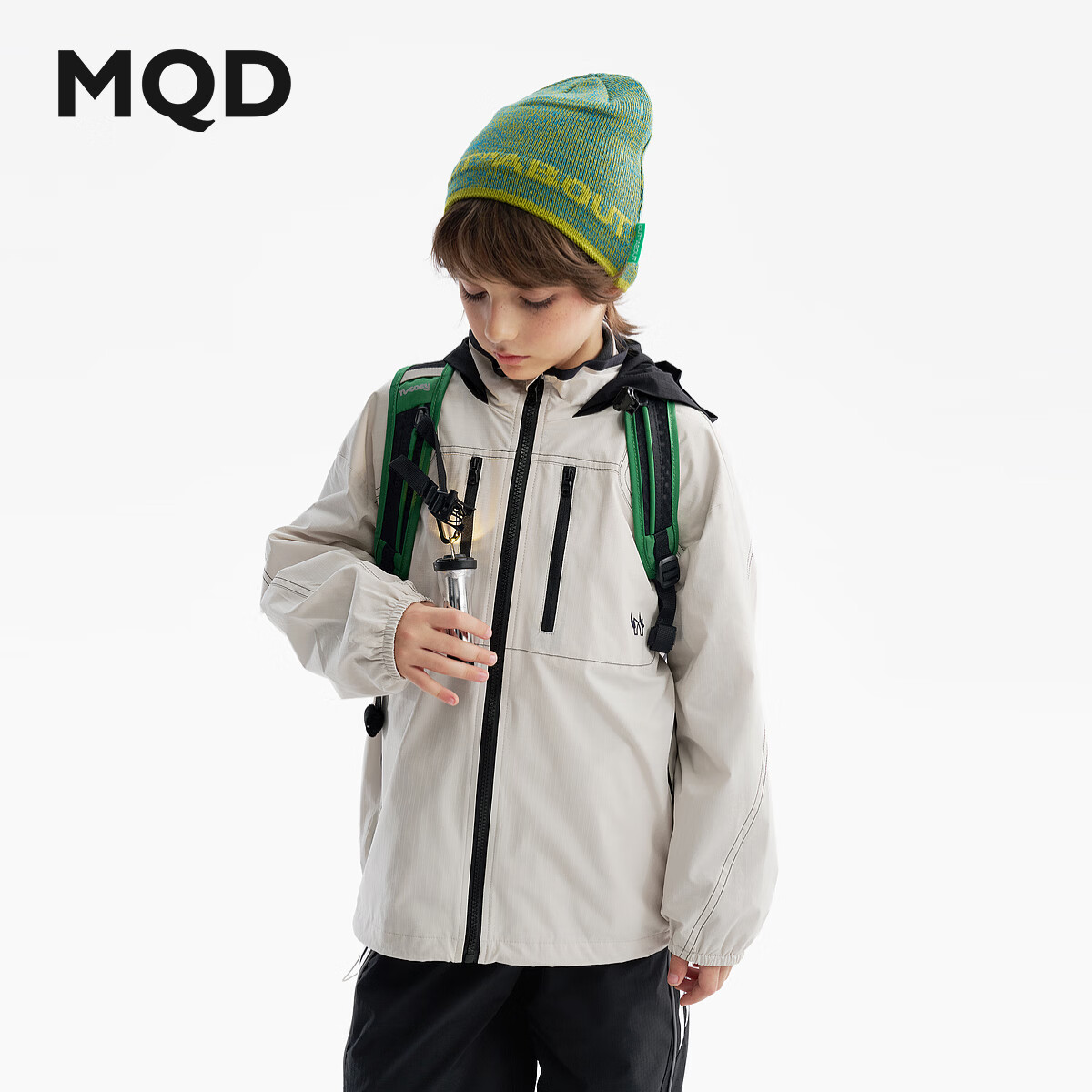 MQD【三防】男童撞色户外骑行外套 藕合色 