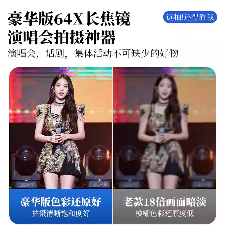 PDPJ 手机长焦镜头演唱会拍摄神器望远镜外置摄像头专业摄影必备音乐节高清防抖直播专用 64X变焦手持支架套装