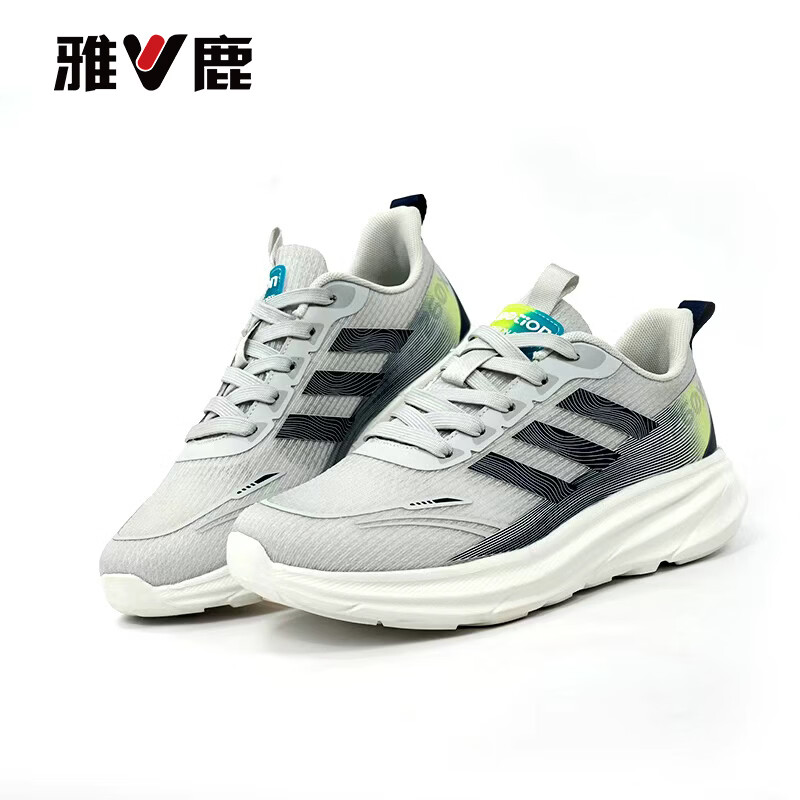 雅鹿男女同款 单网跑步鞋 软底休闲跑步鞋 轻便运动鞋 灰蓝 47