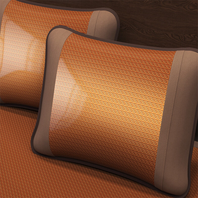 雅鹿藤席夏季冰丝席套件夏天家用双人床软席宿舍凉席双面凉席c 古风-姜黄 90*190cm（单席）