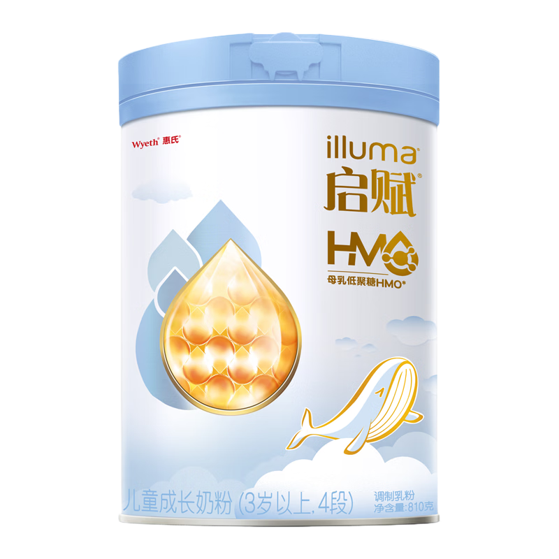 惠氏（Wyeth）【全新7维进阶】启赋蓝钻4段 HMO儿童成长奶粉810g