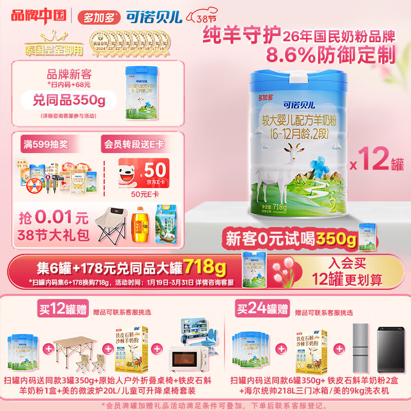 🐑可诺贝儿羊奶粉2段｜神价囤货！高乳铁蛋白+OPO，敏宝/转奶宝宝专属～