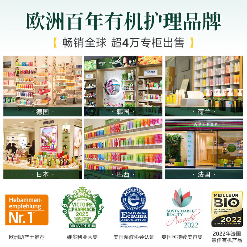 维蕾德（WELEDA）德国儿童身体乳金盏花婴儿宝宝润肤乳保湿舒缓止痒强屏障0-3-12岁 【新生儿护臀膏】拒绝红屁屁75ml*2
