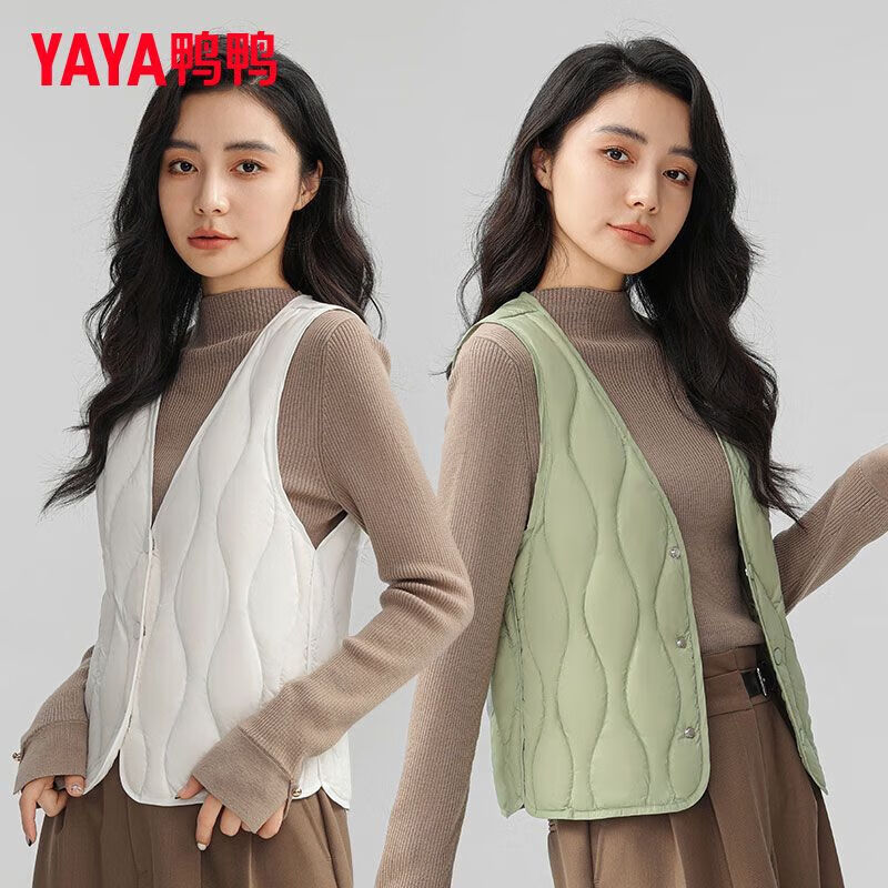 鸭鸭（YAYA）秋冬季新款贴身修身轻薄保暖背心短款坎肩保暖羽绒内胆冬装短外套 浅咖色 3XL 140-160斤
