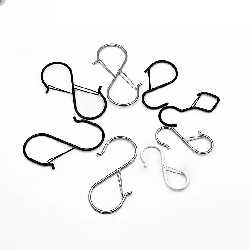 溥畔加粗S型挂钩活动s挂钩家用防风多功能衣柜厨房钩卡扣s形双头挂钩 10黑+10银+]共20个+实心挂钩28mm