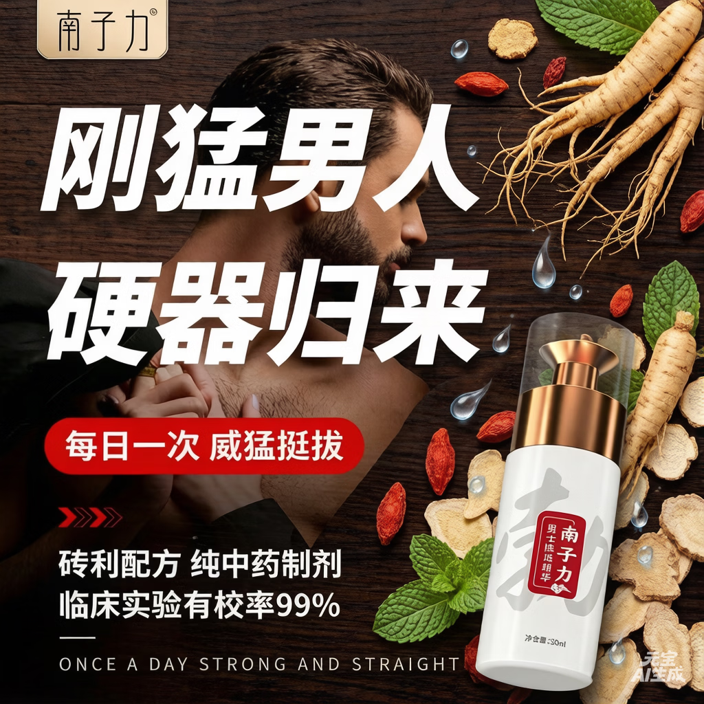 南子力男士焕活精华中药发明专利快速增强硬度改善疲软滋养海绵正品授权 1瓶加赠3贴麒麟元力贴