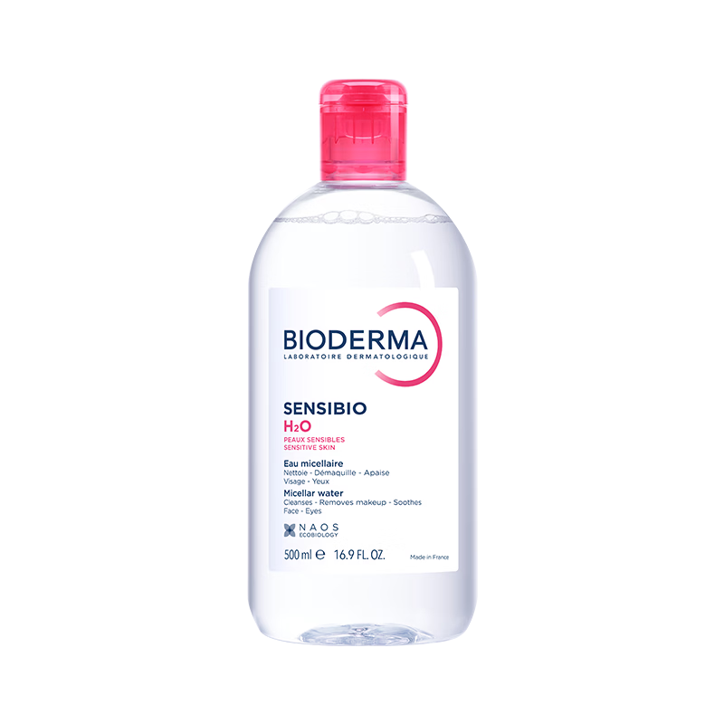 贝德玛（BIODERMA）粉水敏感肌洗卸温和不伤肤净澈毛孔污垢卸妆水水润清爽500ml