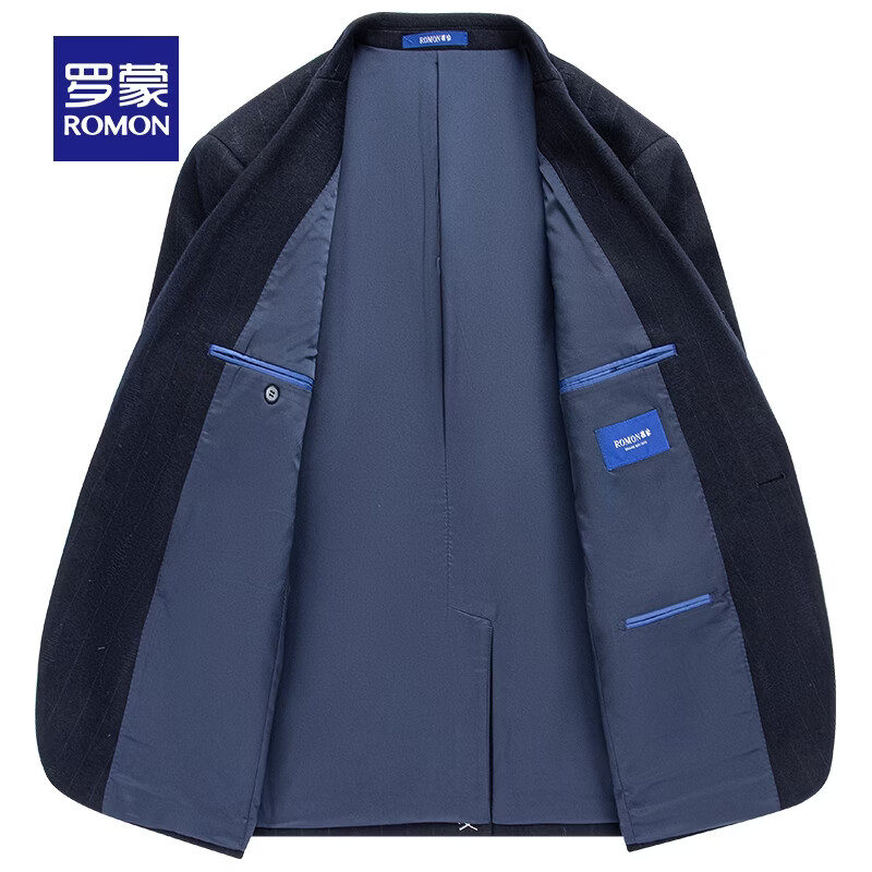 罗蒙(ROMON)【含羊毛】西服男新款男士休闲商务百搭职业单西上衣 藏青色 50 (180)