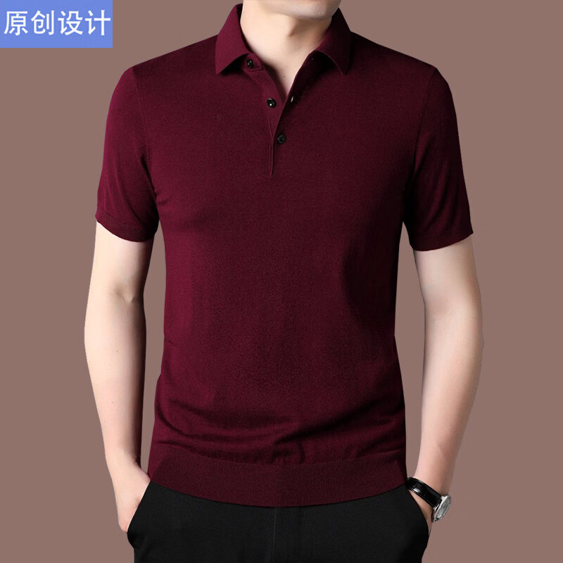 阿玛尼（ARMANI）正品品牌男装翻领短袖羊绒t恤薄款春秋冬季纯色半袖针织羊毛衫 国际一线品牌黑色 4XL 190__建议185斤到210斤穿