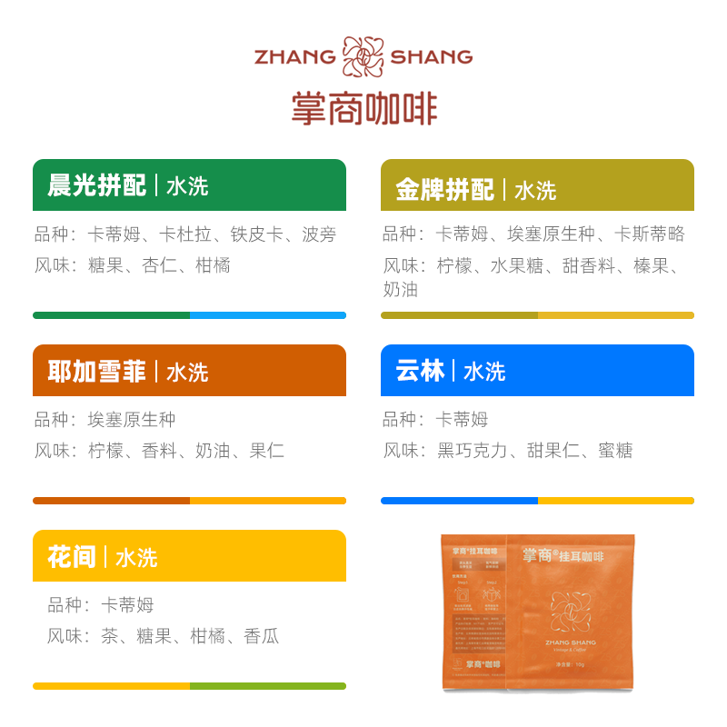 掌商挂耳小包装咖啡耶加雪菲卡蒂姆混装滤袋咖啡粉意式手冲便捷冲泡 多种风味5包随机发