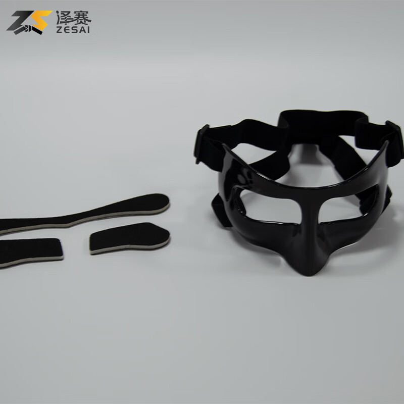 泽赛篮球面罩护鼻面部运动护具 吸汗贴 松紧带 适用对抗运动保护护具 通用款均码儿童成人款篮球护具头戴式装备保护鼻子面部 黑色儿童篮球面罩成人防护面具通用款头戴式篮球面罩