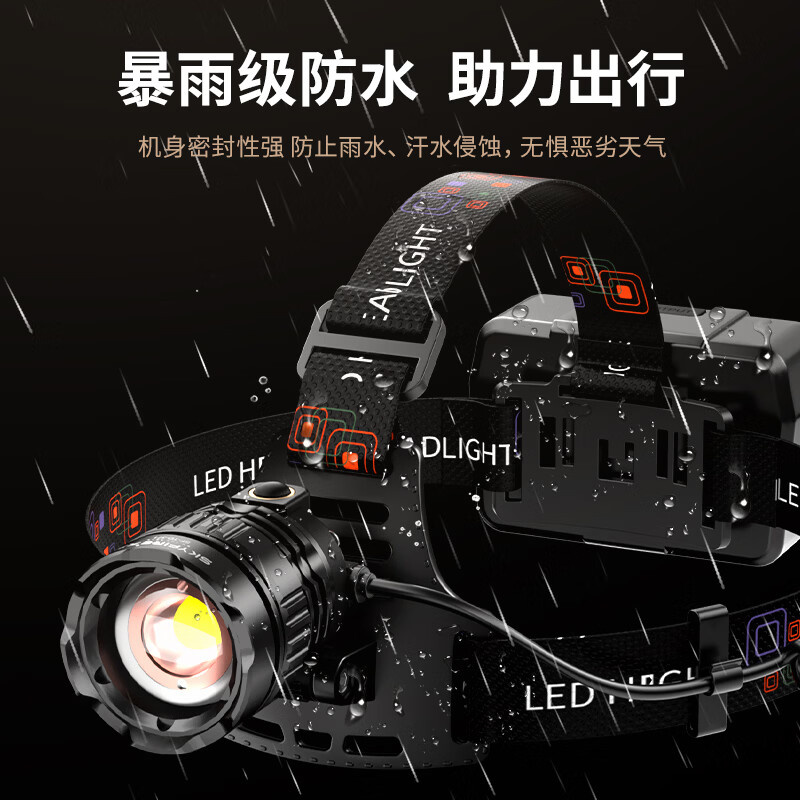 天火头灯强光变焦充电l超长续航头戴式赶海钓鱼夜钓72小时50000w SST90灯芯白激光丨16H续航【3节电池】