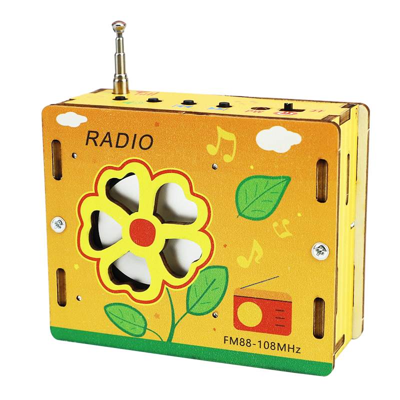 探梦科学实验diy收音机无线科技手工小制作学生电路玩具开学礼物儿童 迷你收音机（涂鸦款）电池螺丝刀