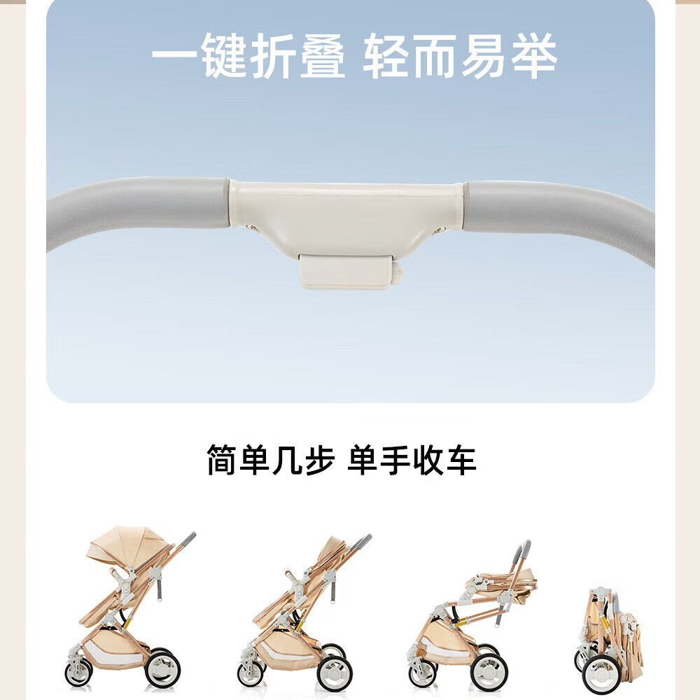 SNZESKE0至3岁婴儿车轻便减震高景观婴儿推车可坐可躺儿童手推车遛娃神器 奢华版-大象灰